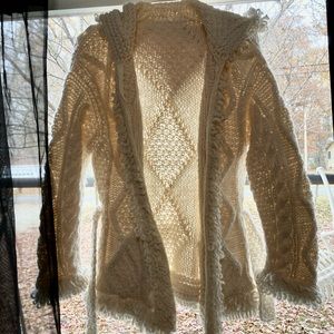 Crochet Knit Cream Colored Zip Up Warm Coat or Jacket 🌼